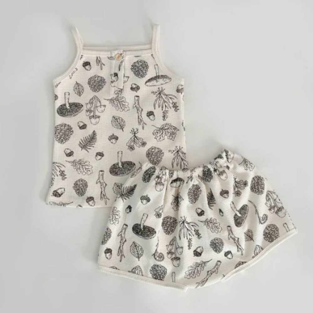 2-Piece Mushroom & Botanical Ribbed Set
